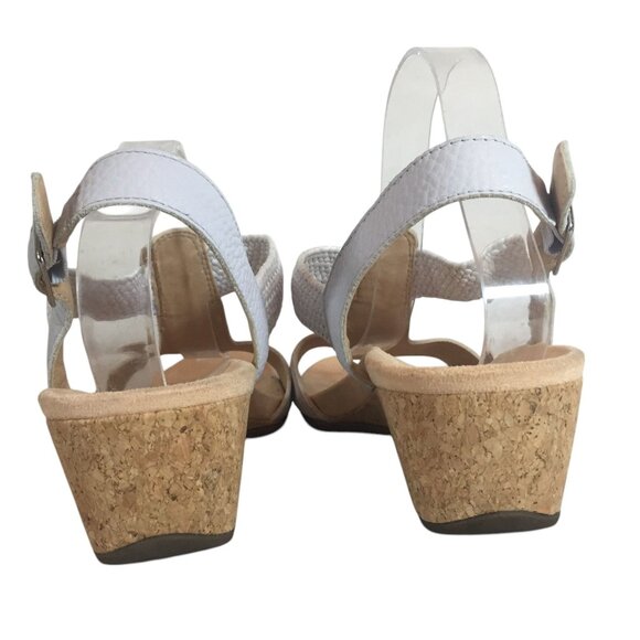 Vionic Womens Kaytie Wedge Sandals Tan & White Size 11 Cork Sole - Picture 3 of 9